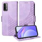 For Xiaomi Poco M3 Embossed Rhombus Starry Leather Phone Case(Purple) - 1