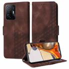 For Xiaomi Mi 11T / 11T Pro Embossed Rhombus Starry Leather Phone Case(Brown) - 1