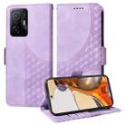 For Xiaomi Mi 11T / 11T Pro Embossed Rhombus Starry Leather Phone Case(Purple) - 1