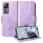 For Xiaomi 12T / 12T Pro Embossed Rhombus Starry Leather Phone Case(Purple) - 1