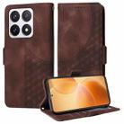 For Xiaomi 14T Pro Embossed Rhombus Starry Leather Phone Case(Brown) - 1