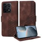 For Xiaomi 14T Embossed Rhombus Starry Leather Phone Case(Brown) - 1