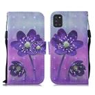 For Samsung Galaxy A31 3D Painting Pattern Coloured Drawing Horizontal Flip PU Leather Case with Holder & Card Slots & Wallet & Lanyard(Purple Flower) - 1