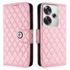 For Xiaomi Poco F6 5G Rhombic Texture Flip Leather Phone Case with Lanyard(Pink) - 2