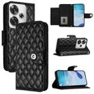 For Xiaomi Poco F6 5G Rhombic Texture Flip Leather Phone Case with Lanyard(Black) - 1
