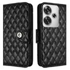 For Xiaomi Poco F6 5G Rhombic Texture Flip Leather Phone Case with Lanyard(Black) - 2