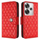 For Xiaomi Poco F6 5G Rhombic Texture Flip Leather Phone Case with Lanyard(Red) - 2