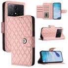For Xiaomi Poco X6 Pro / Redmi K70E Rhombic Texture Flip Leather Phone Case with Lanyard(Coral Pink) - 1