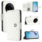 For Xiaomi 14 Ultra Rhombic Texture Flip Leather Phone Case with Lanyard(White) - 1