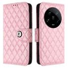 For Xiaomi 14 Ultra Rhombic Texture Flip Leather Phone Case with Lanyard(Pink) - 2