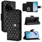 For Xiaomi 14 Ultra Rhombic Texture Flip Leather Phone Case with Lanyard(Black) - 1