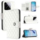 For Xiaomi 14 Rhombic Texture Flip Leather Phone Case with Lanyard(White) - 1