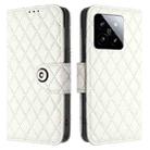 For Xiaomi 14 Rhombic Texture Flip Leather Phone Case with Lanyard(White) - 2