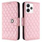 For Xiaomi Poco M6 Pro 5G Rhombic Texture Flip Leather Phone Case with Lanyard(Pink) - 2