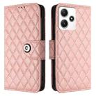 For Xiaomi Poco M6 Pro 5G Rhombic Texture Flip Leather Phone Case with Lanyard(Coral Pink) - 2