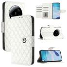 For Xiaomi 13 Ultra Rhombic Texture Flip Leather Phone Case with Lanyard(White) - 1