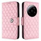 For Xiaomi 13 Ultra Rhombic Texture Flip Leather Phone Case with Lanyard(Pink) - 2