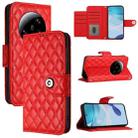 For Xiaomi 13 Ultra Rhombic Texture Flip Leather Phone Case with Lanyard(Red) - 1