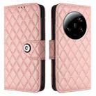 For Xiaomi 13 Ultra Rhombic Texture Flip Leather Phone Case with Lanyard(Coral Pink) - 2