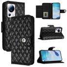 For Xiaomi 13 Lite / Civi 2 Rhombic Texture Flip Leather Phone Case with Lanyard(Black) - 1