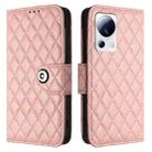 For Xiaomi 13 Lite / Civi 2 Rhombic Texture Flip Leather Phone Case with Lanyard(Coral Pink) - 2