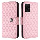 For Xiaomi Poco M4 5G / Poco M5 4G Rhombic Texture Flip Leather Phone Case with Lanyard(Pink) - 2