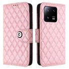 For Xiaomi 13 Pro Rhombic Texture Flip Leather Phone Case with Lanyard(Pink) - 2