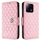 For Xiaomi 13 Rhombic Texture Flip Leather Phone Case with Lanyard(Pink) - 2