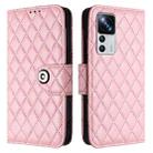 For Xiaomi 12T / 12T Pro Rhombic Texture Flip Leather Phone Case with Lanyard(Pink) - 2
