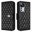 For Xiaomi 12T / 12T Pro Rhombic Texture Flip Leather Phone Case with Lanyard(Black) - 2