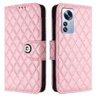 For Xiaomi 12 Pro / 12S Pro Rhombic Texture Flip Leather Phone Case with Lanyard(Pink) - 2