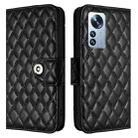 For Xiaomi 12 Pro / 12S Pro Rhombic Texture Flip Leather Phone Case with Lanyard(Black) - 2