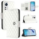 For Xiaomi 12 / 12X / 12S Rhombic Texture Flip Leather Phone Case with Lanyard(White) - 1