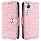 For Xiaomi 12 / 12X / 12S Rhombic Texture Flip Leather Phone Case with Lanyard(Pink) - 2