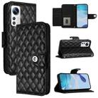 For Xiaomi 12 / 12X / 12S Rhombic Texture Flip Leather Phone Case with Lanyard(Black) - 1