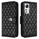 For Xiaomi 12 / 12X / 12S Rhombic Texture Flip Leather Phone Case with Lanyard(Black) - 2