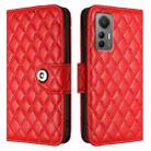 For Xiaomi 12 Lite Rhombic Texture Flip Leather Phone Case with Lanyard(Red) - 2