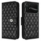 For Xiaomi Poco C40 Rhombic Texture Flip Leather Phone Case with Lanyard(Black) - 2