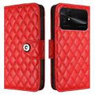 For Xiaomi Poco C40 Rhombic Texture Flip Leather Phone Case with Lanyard(Red) - 2