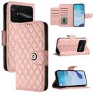 For Xiaomi Poco C40 Rhombic Texture Flip Leather Phone Case with Lanyard(Coral Pink) - 1