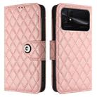 For Xiaomi Poco C40 Rhombic Texture Flip Leather Phone Case with Lanyard(Coral Pink) - 2