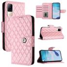 For Xiaomi Civi 1S Rhombic Texture Flip Leather Phone Case with Lanyard(Pink) - 1