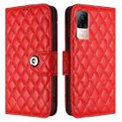 For Xiaomi Civi 1S Rhombic Texture Flip Leather Phone Case with Lanyard(Red) - 2