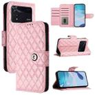 For Xiaomi Poco M4 Pro 4G Rhombic Texture Flip Leather Phone Case with Lanyard(Pink) - 1