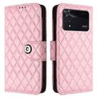 For Xiaomi Poco M4 Pro 4G Rhombic Texture Flip Leather Phone Case with Lanyard(Pink) - 2