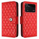 For Xiaomi Poco M4 Pro 4G Rhombic Texture Flip Leather Phone Case with Lanyard(Red) - 2