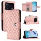 For Xiaomi Poco M4 Pro 4G Rhombic Texture Flip Leather Phone Case with Lanyard(Coral Pink) - 1