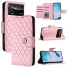 For Xiaomi Poco X4 Pro 5G Rhombic Texture Flip Leather Phone Case with Lanyard(Pink) - 1