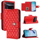 For Xiaomi Poco X4 Pro 5G Rhombic Texture Flip Leather Phone Case with Lanyard(Red) - 1