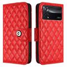 For Xiaomi Poco X4 Pro 5G Rhombic Texture Flip Leather Phone Case with Lanyard(Red) - 2